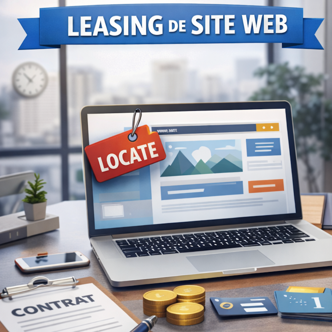 image descriptive du leasing, un contrat, un stylo, de la monnaie et un panneau leasin web